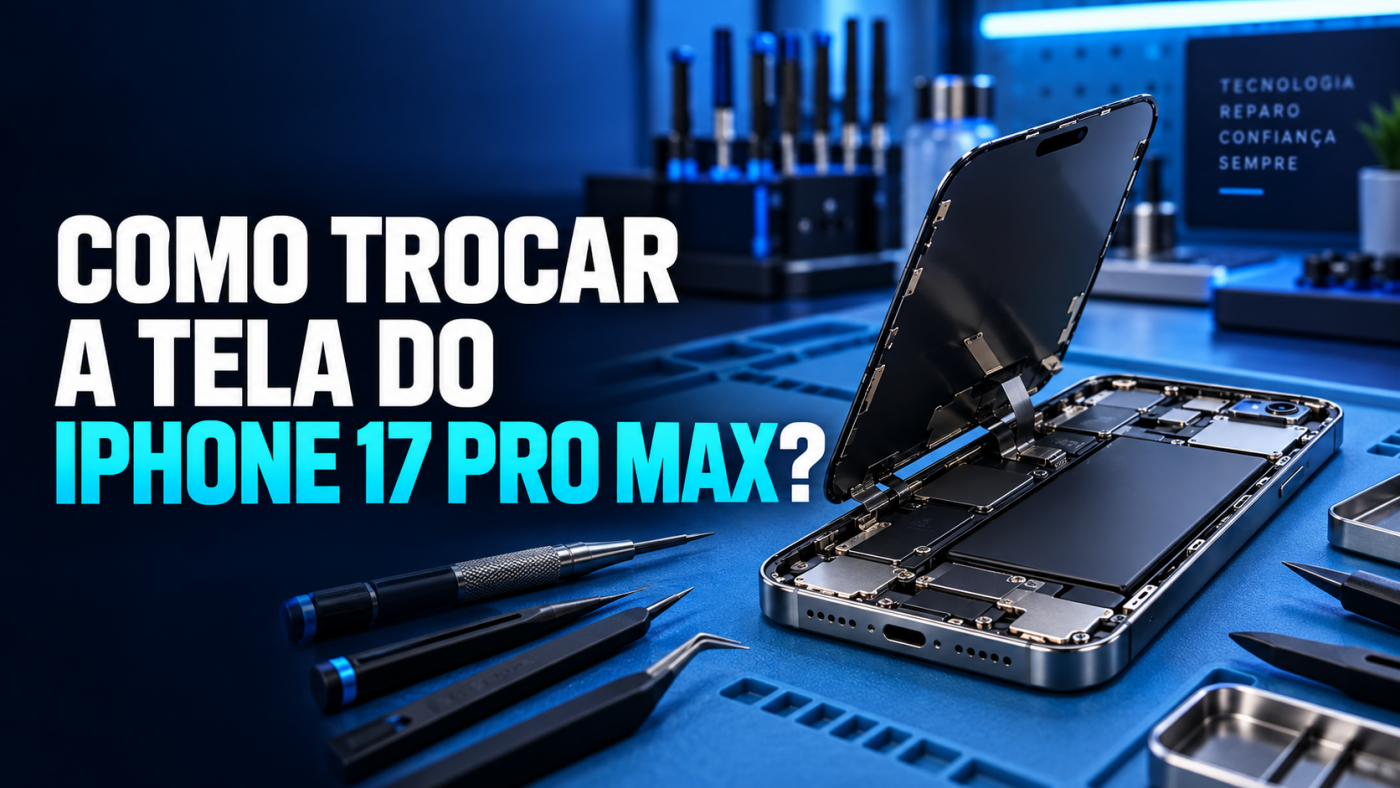 Como posso trocar a tela do meu iPhone 17 Pro Max?