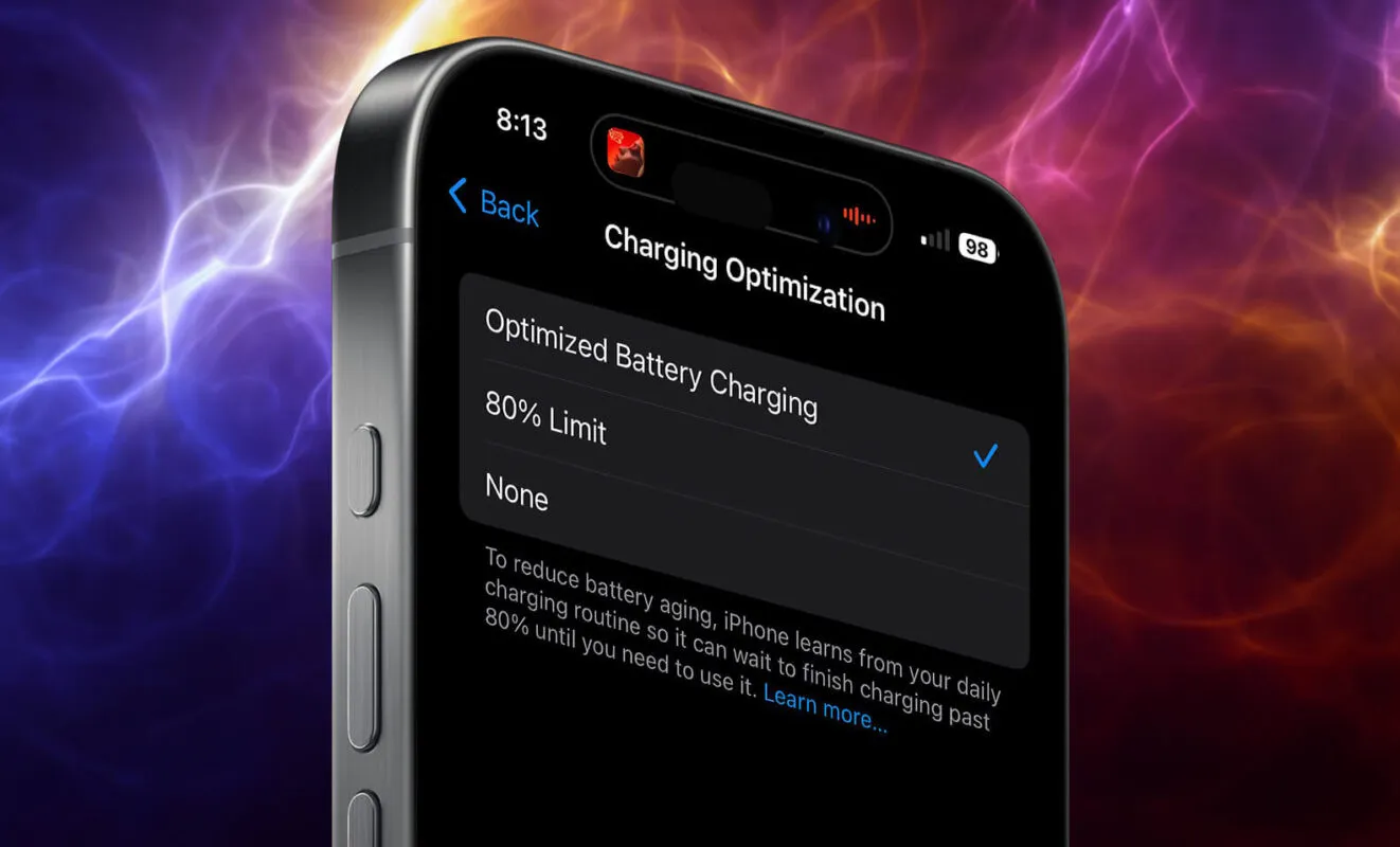 Porque o iPhone 15 só carrega até 80?